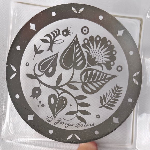 Vintage Sterling Silver 8" Cigar Georges Briard Square Glass Mid Century Ashtray - Picture 13 of 15